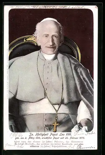AK Se. Heiligkeit Papst Leo XIII., geb. 1810, erwählter Papst seit 1878