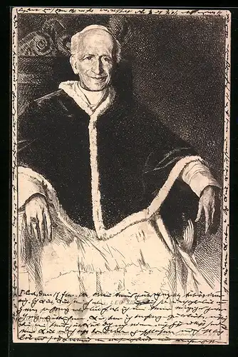 AK Papst Leo XIII. mit gütigem Lächeln
