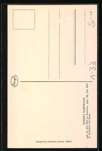 AK Portrait von Robert Schumann, Komponist, 1810-1856
