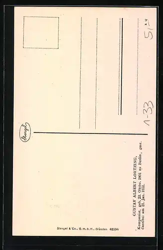 AK Gustav Albert Lortzing, Komponist, 1801-1851