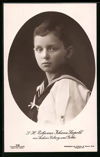 AK S. H. Erbprinz Johann Leopold von Sachsen-Coburg-Gotha