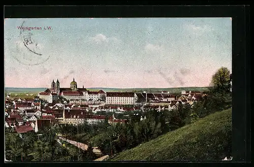 AK Weingarten i. W., Ortsansicht mit Umgebung