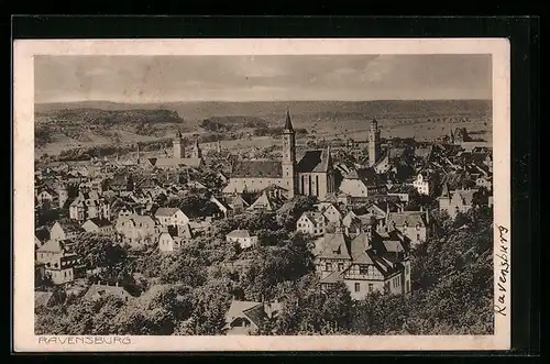 AK Ravensburg, Ortsansicht mit Kirche