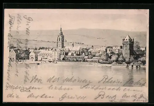 AK Eltville, Teilansicht mit Gewässer