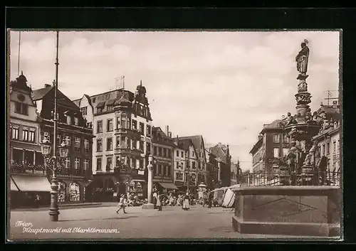 AK Trier, Hauptmarkt mit Marktbrunnen