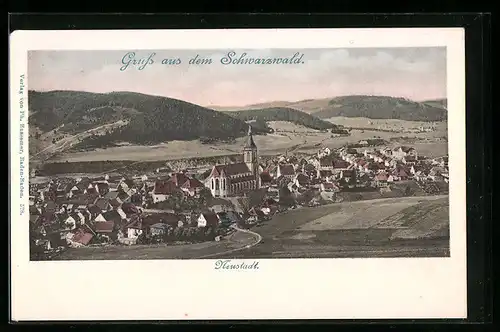 AK Neustadt /Schwarzwald, Ortsansicht mit Wald