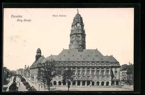 AK Dresden, Ring-Strasse, Neues Rathaus