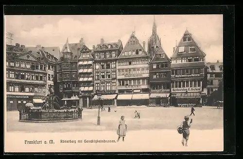 AK Alt-Frankfurt, Römerberg mit Gerechtigkeitsbrunnen
