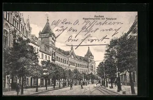 AK Aachen, Kapuzinergraben mit Hauptpost
