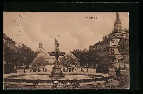 AK Bonn, Kaiserplatz mit Brunnen