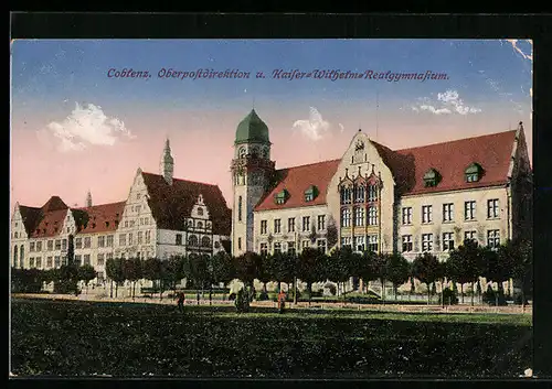 AK Coblenz, Oberpostdirektion u. Kaiser-Wilhelm-Realgymnasium