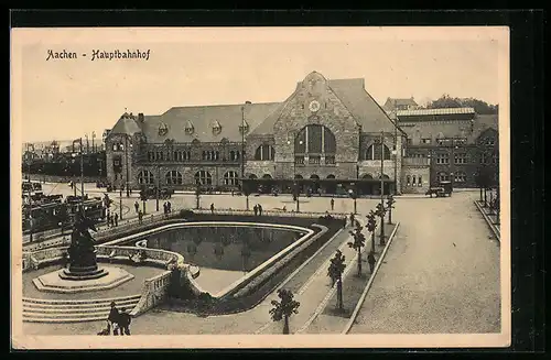 AK Aachen, Hauptbahnhof mit Strassenbahn