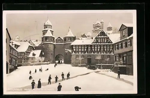 AK Braunfels, Marktplatz im Schnee