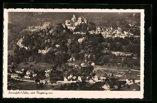 AK Braunfels /Lahn, Ortsansicht vom Flugzeug aus