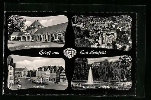 AK Bad Hersfeld, Lingplatz, Kurpark mit Wigbretshöhe, Wandelhalle