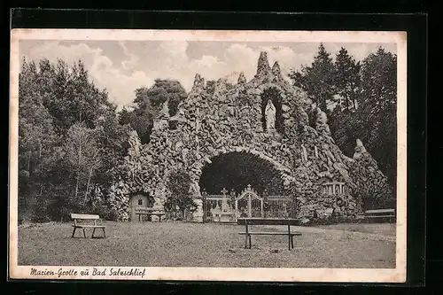 AK Bad Salzschlirf, Marien-Grotte im Sommer