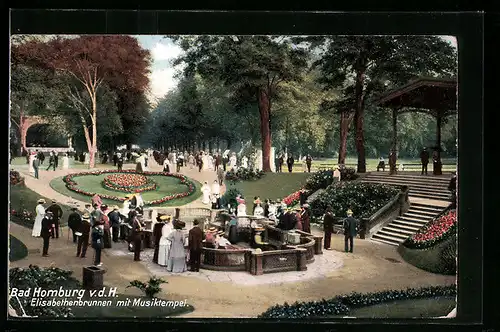 AK Bad Homburg v. d. H., Elisabethbrunnen mit Musiktempel