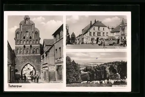 AK Teterow, Marktplatz, Heidebergen, Malchiner Tor