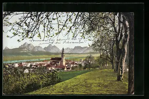 AK Tittmoning, Teilansicht mit Kirche