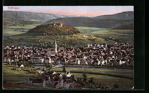 AK Tuttlingen, Teilansicht mit Kirche