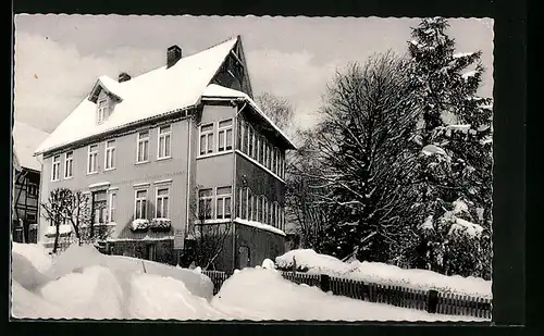 AK Braunlage /Harz, Pension Alice im Schnee, Bismarckstrasse 2
