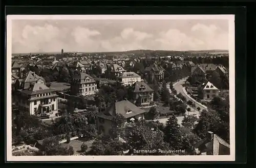 AK Darmstadt, Paulusviertel mit Strassenpartie