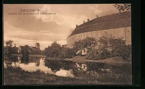 AK Burgsteinfurt, Shcloss mit Blick auf die evangelische Kirche