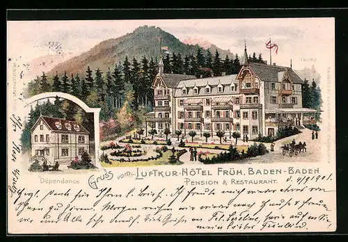 Lithographie Baden-Baden, Hotel-Restaurant Früh, Dépendance