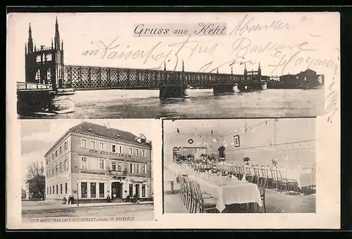 AK Kehl, Cafe-Restaurant Zum Augustiner, Innenansicht, Brücke