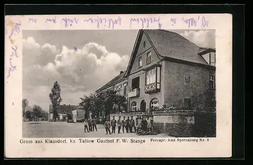 AK Klausdorf /Kr. Teltow, Gasthof F. W. Stange