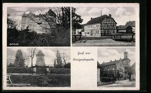 AK Wenigenlupnitz, Gasthaus Fritz Wiegand, Schule und Kirche