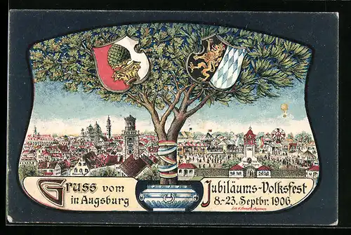 Künstler-AK Augsburg, Jubiläums-Volksfest 1906