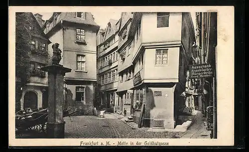 AK Alt-Frankfurt, Strasse Goldhutgasse mit Gasthaus Frankfurter Bürgerbräu