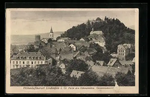 AK Lindenfels i. O., Gesamtansicht mit Kirche