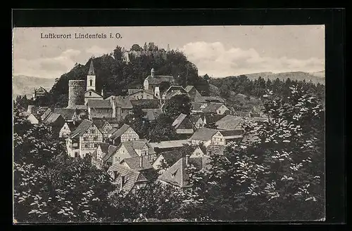 AK Lindenfels i. O., Teilansicht mit Turm