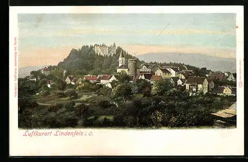 AK Lindenfels i. O., Teilansicht mit Kirche