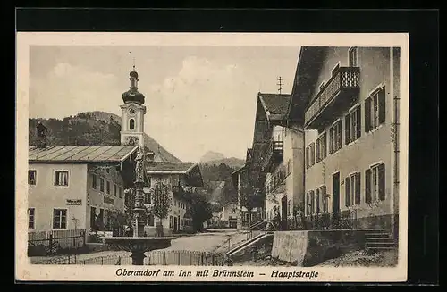 AK Oberaudorf am Inn, Brünnstein in der Hauptstrasse