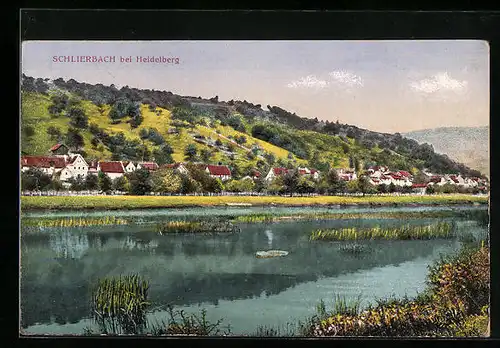 AK Schlierbach bei Heidelberg, Ortsansicht mit Flusslauf