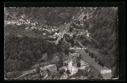 AK Solingen, Ortsansicht mit Hotel Stadt Burg