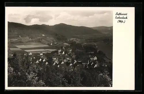 AK Eschenbach /Mfr., Ortsansicht aus der Vogelschau, Gasthof Klingelbrunnen