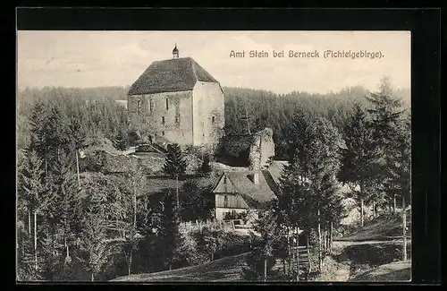 AK Amt Stein bei Berneck /Fichtelgebirge, Blick zur Burg