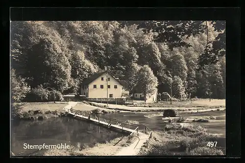 AK Stempfermühle, Gesamtansicht am Flusslauf