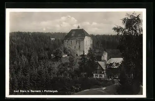 AK Amt Stein b. Berneck i. Fichtelgebirge, Pension z. Ritter v. Stein u. Kapelle