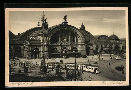 AK Frankfurt a. M., Hauptbahnhof, Strassenbahn