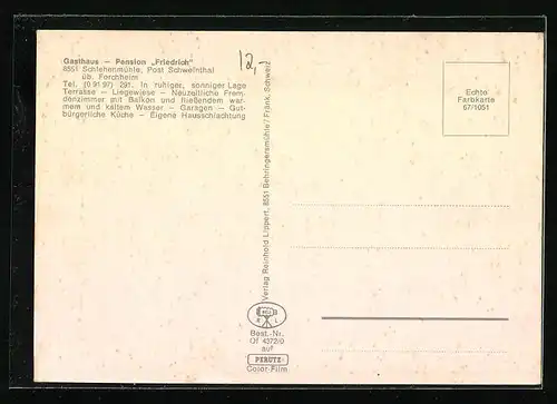 AK Schlehenmühle /Forchheim, Gasthaus-Pension Friedrich