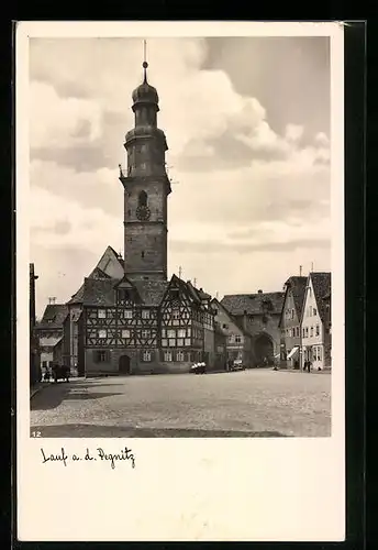 AK Lauf a. d. Pegnitz, Marktplatz mit Kirche