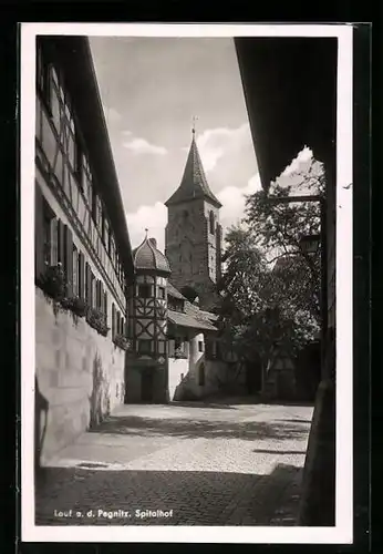 AK Lauf a. d. Pegnitz, Spitalhof mit Kirche