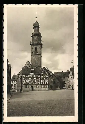 AK Lauf a. d. Pegnitz, Unterer Marktplatz mit Stadtkirchenturm
