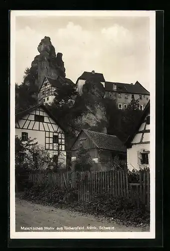 AK Tüchersfeld /Fränk. Schweiz, Ortspartie mit Felsen