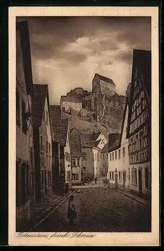 AK Pottenstein /Fränk. Schweiz, Strassenpartie mit Burg